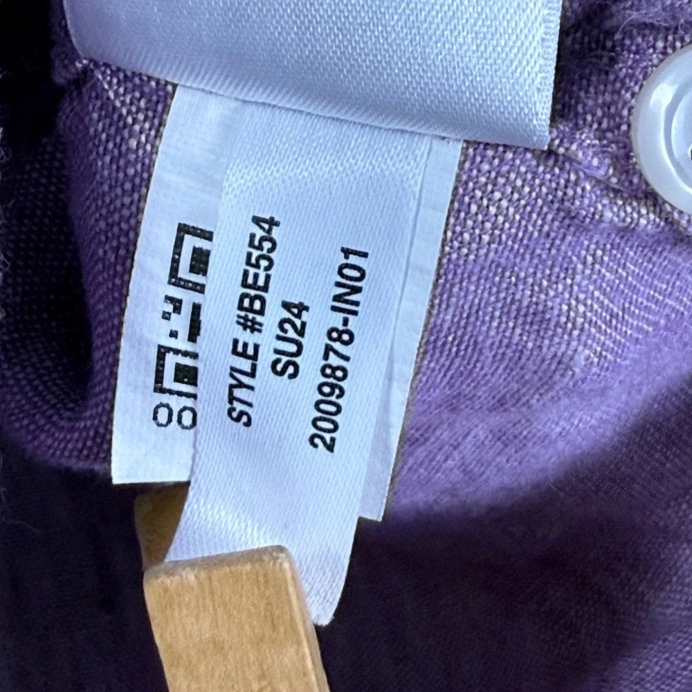 J. Crew‎ Mens L Irish Linen Button Down Shirt Purple Classic Fit Long Sleeve